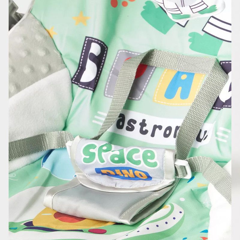 Factory Price - Printed Baby Bouncer - With Soothing Music & Removable Toys - Space Dino