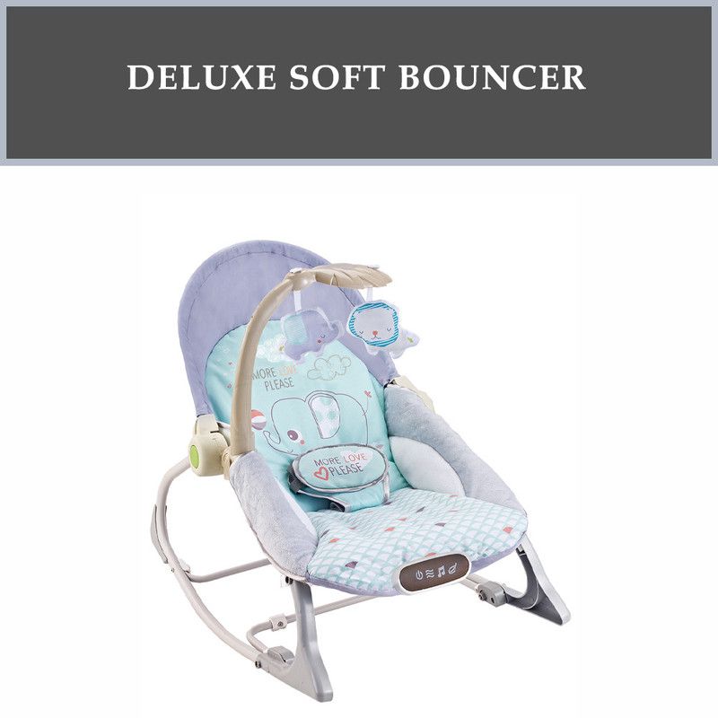 Factory Price - Destiny Infant Bouncer - With Soothing Music & Removable Toys - Blue