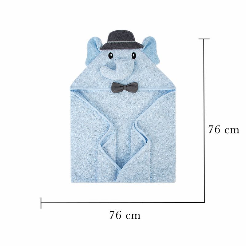 Factory Price - Animal Stuffed Newborn Hooded Towel Gift Set - Mr. Elephant - Blue