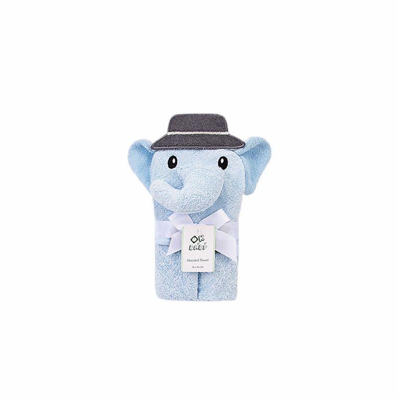 Factory Price - Animal Stuffed Newborn Hooded Towel Gift Set - Mr. Elephant - Blue