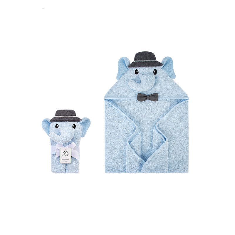 Factory Price - Animal Stuffed Newborn Hooded Towel Gift Set - Mr. Elephant - Blue