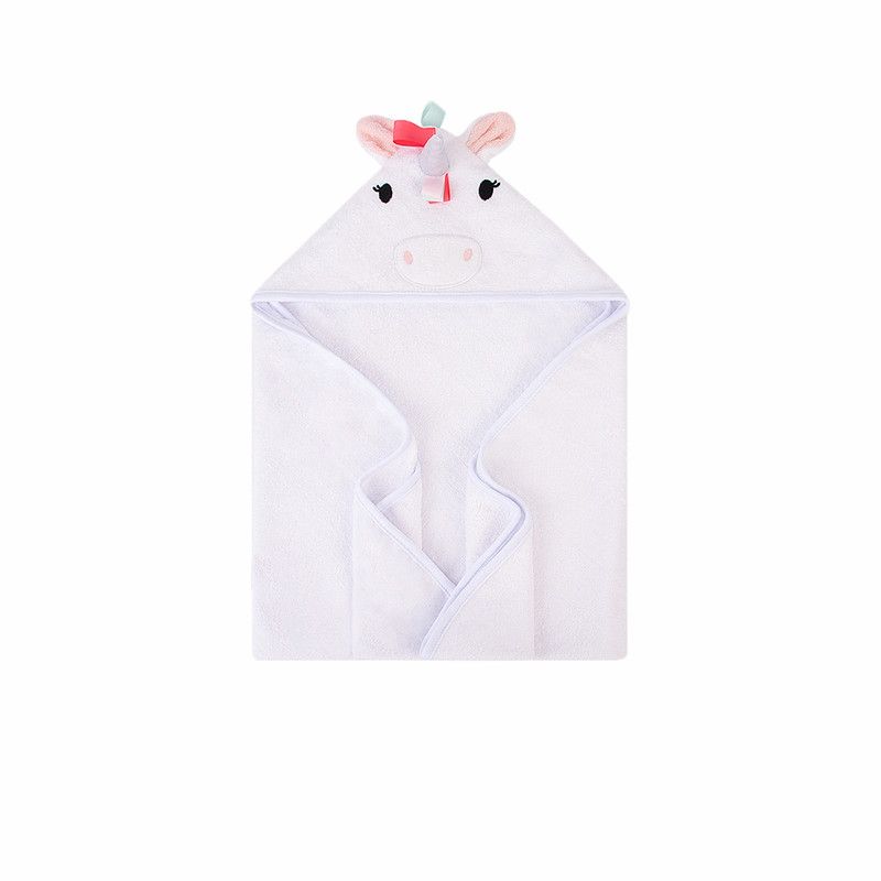 Factory Price - Animal Stuffed Newborn Hooded Towel Gift Set - Unicorn - White