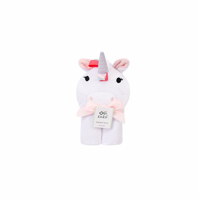 Factory Price - Animal Stuffed Newborn Hooded Towel Gift Set - Unicorn - White