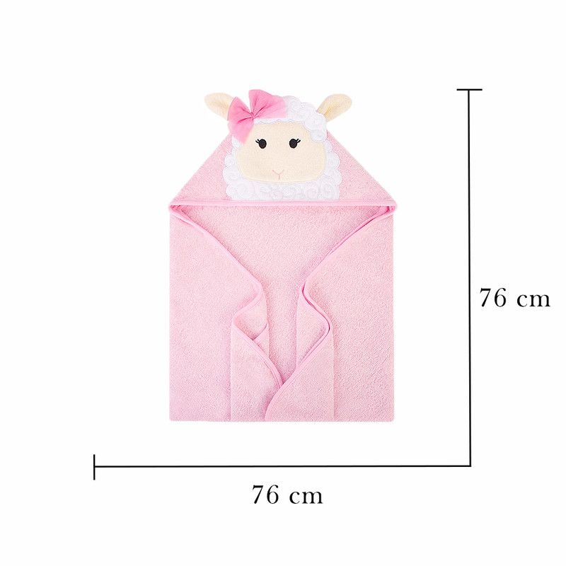 Factory Price - Animal Stuffed Newborn Hooded Towel Gift Set - Sheep - Pink