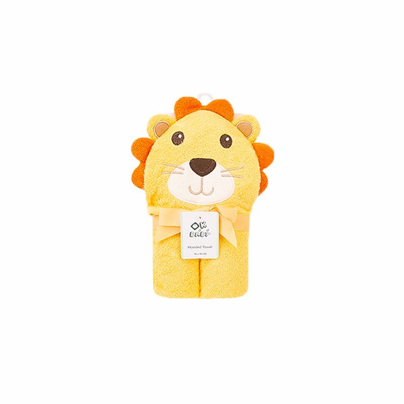 Factory Price - Animal Stuffed Newborn Hooded Towel Gift Set - Lion - Yellow