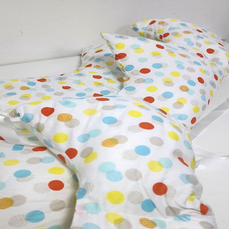 Factory Price - Baby Crib Dot Print Soft Cushion Bumper Set - 3 Pcs