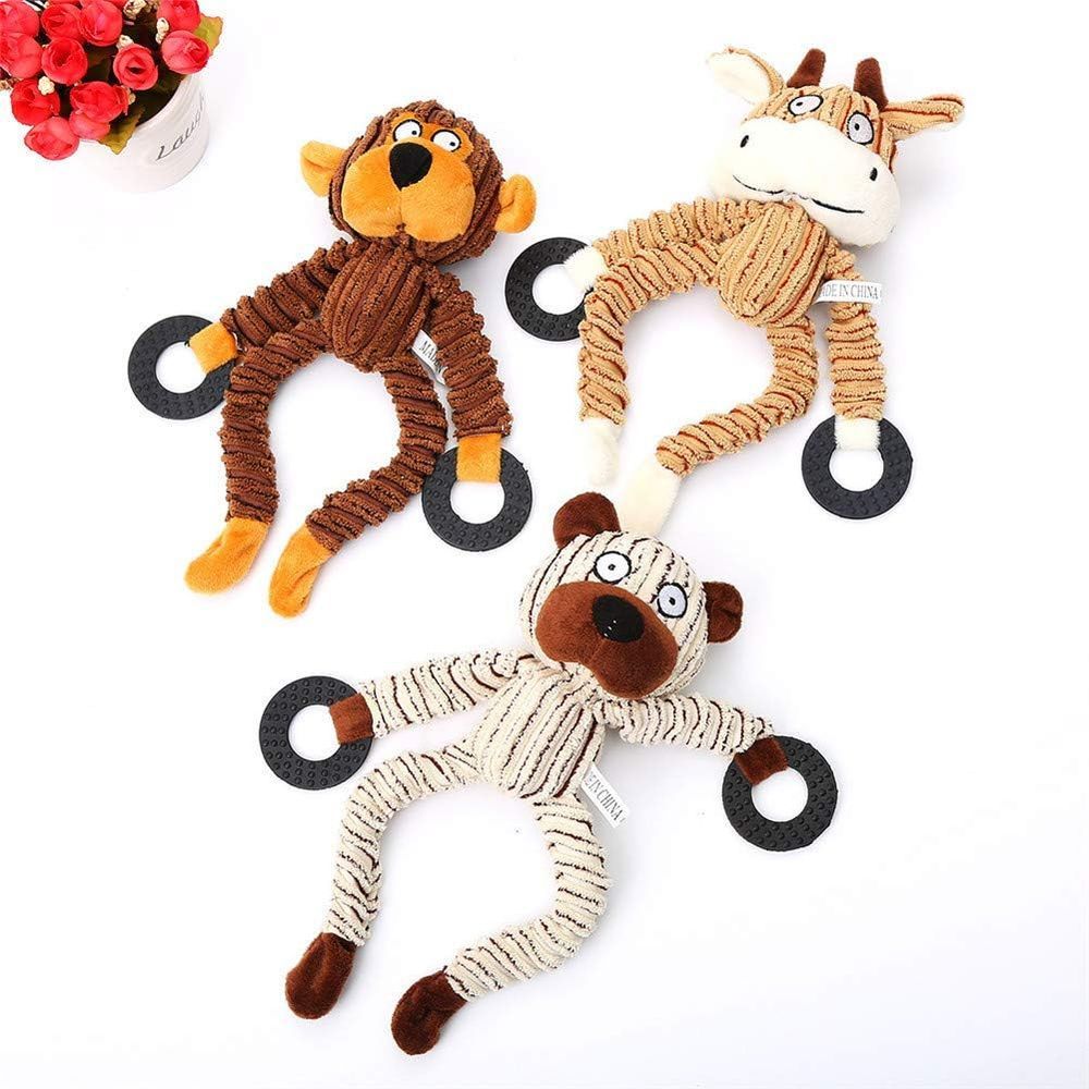 Nutrapet - Squeakz Plush Dog Toy - Zebra/Deer/Monkey - Style May Vary - 1 Pc