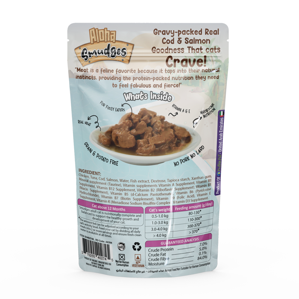 NutraPet - Aloha Smudges Cod And Salmon Cat Wet Food Gravy - 85gm