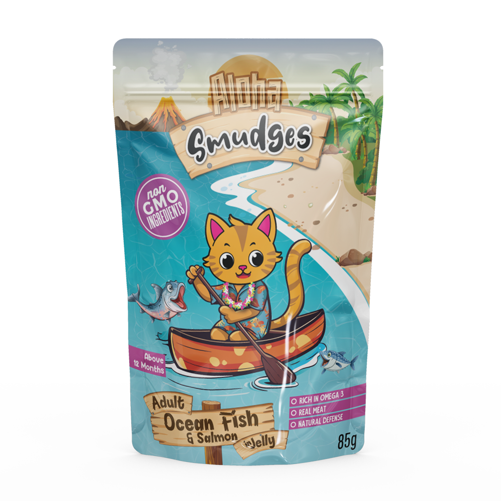 NutraPet - Aloha Smudges Ocean Fish And Salmon Cat Wet Food In Jelly - 85gm