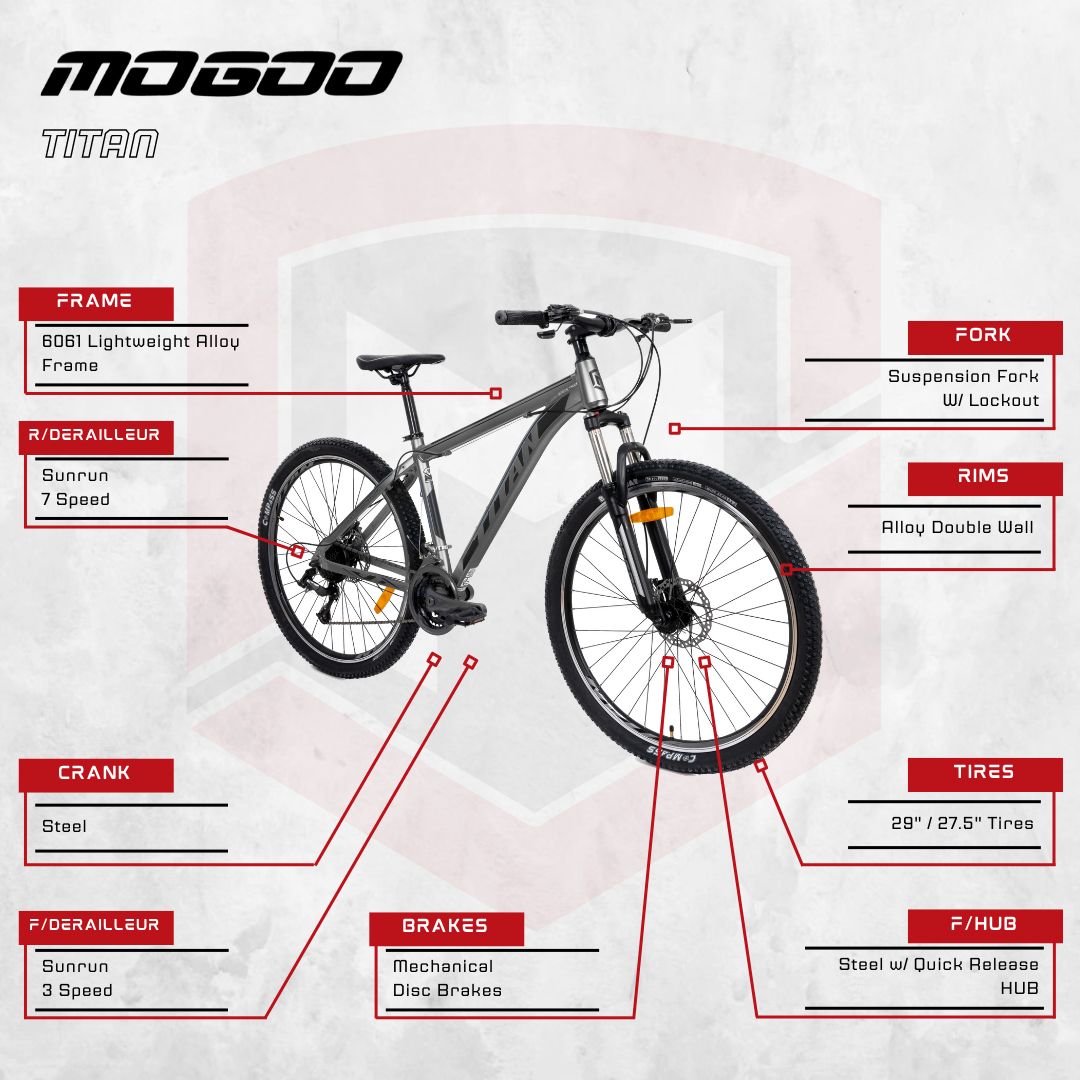 Mogoo - Titan Mountain Bicycle 27.5-inch - Grey