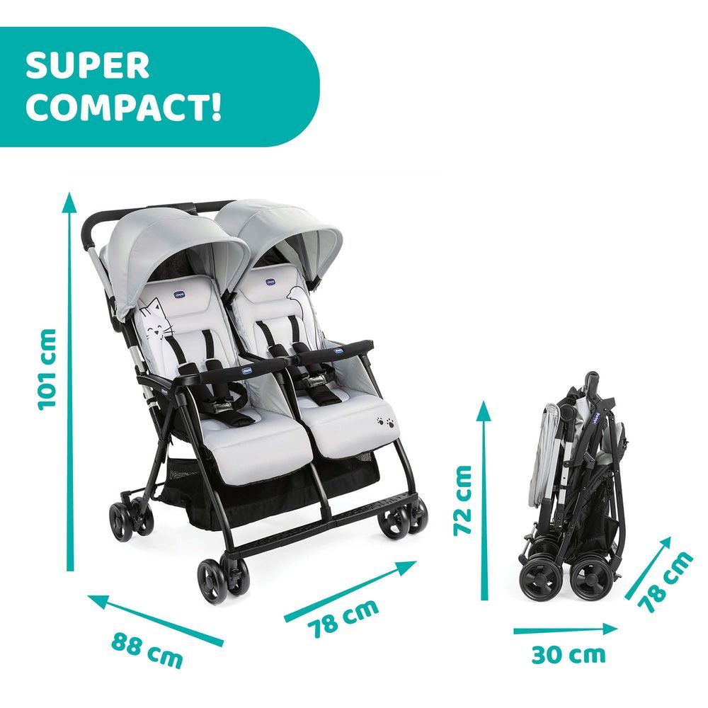 Chicco - Ohlala Twin Stroller - Silver Cat