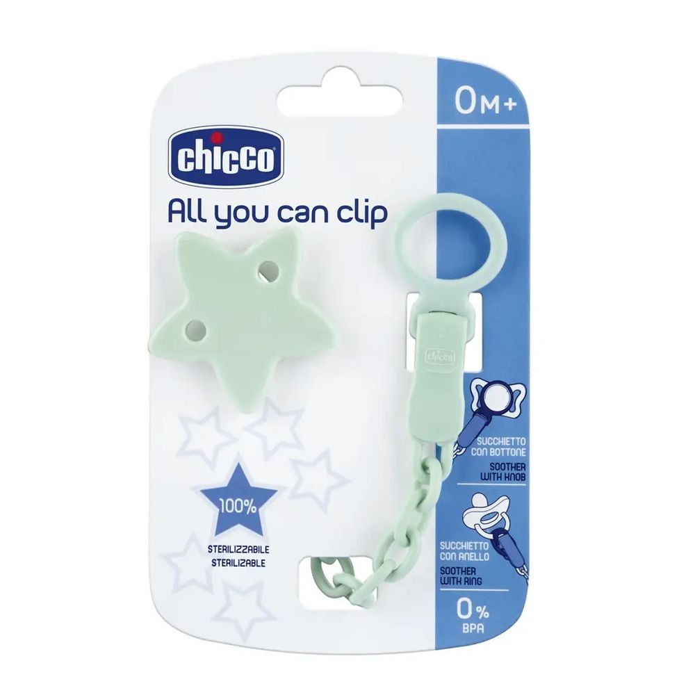 Chicco - All You Can Pacifier Clip - Star - Green