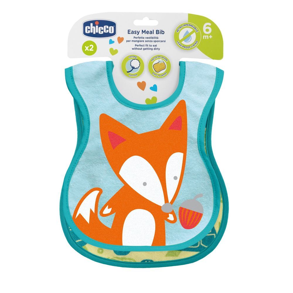 Chicco - Easy Meal Bib - Style May Vary - 2 Pcs