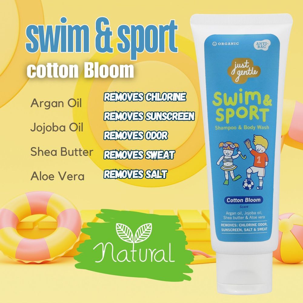 Just Gentle - Swim And Sport Shampoo And Body Wash - Cotton Bloom - 180ml