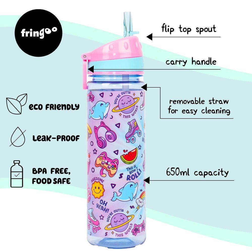 Fringoo - Straw Bottle 650ml - Girls Gang