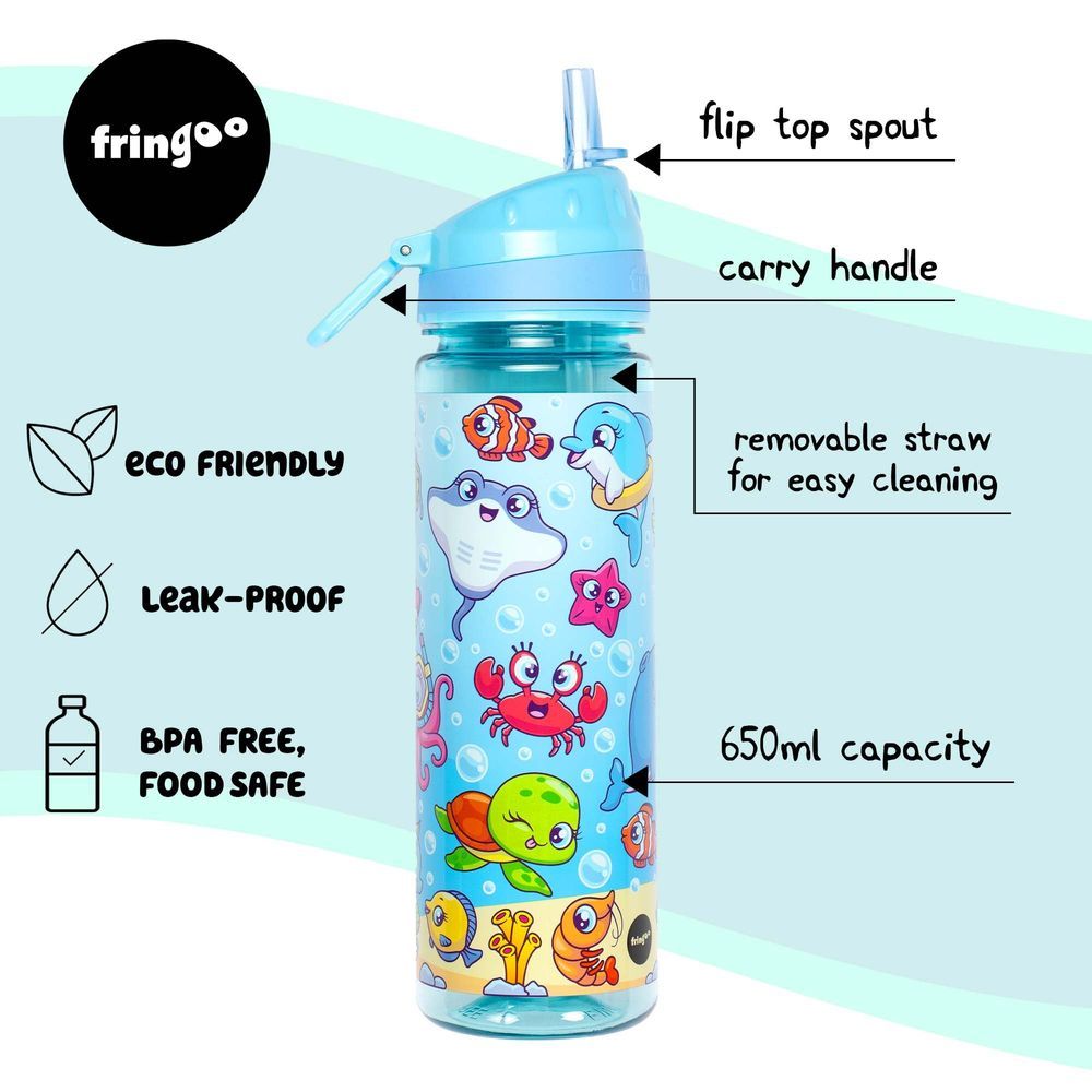 Fringoo - Straw Bottle 650ml - Sea World