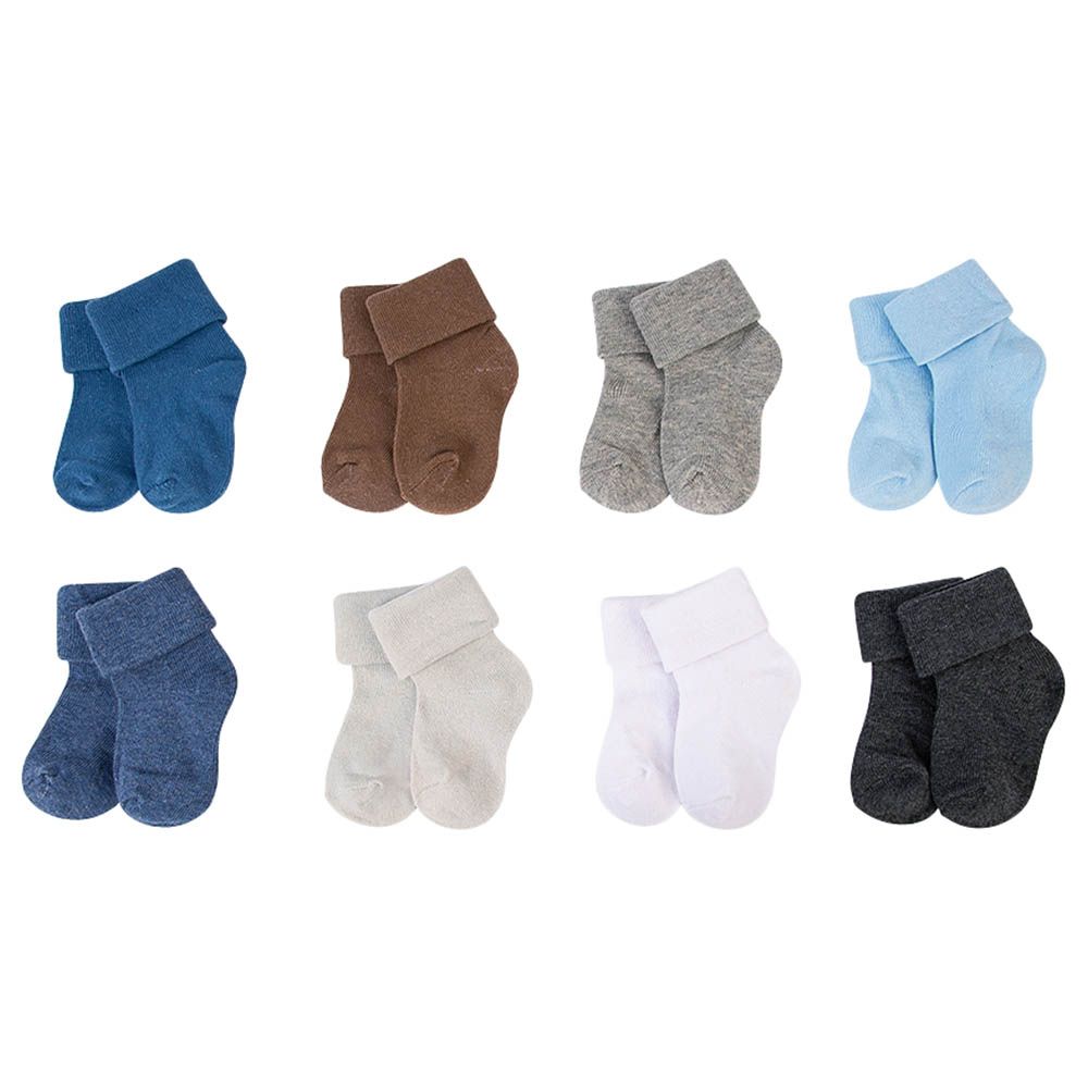 Hudson Childrenswear - 8pc-Set - Newborn Terry Socks - Blue