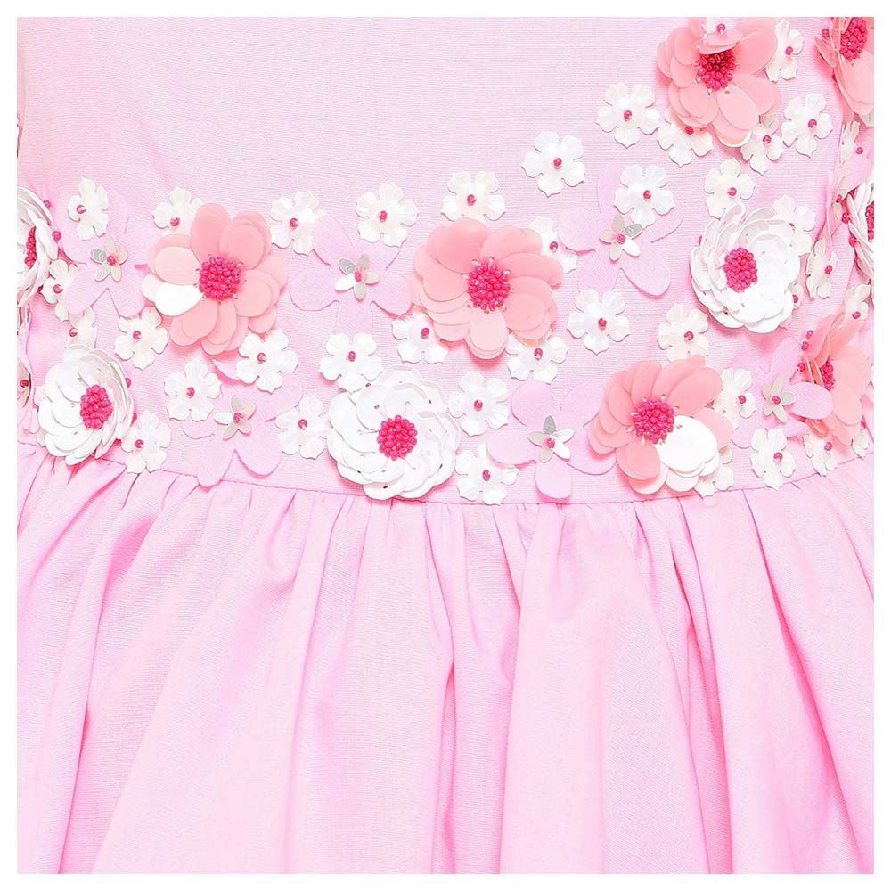 A Little Fable - Off Shoulder Garden Dress - Pink