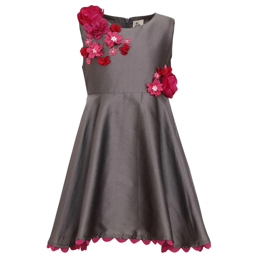 A Little Fable - Scallop Hem Sleeveless Dress - Grey