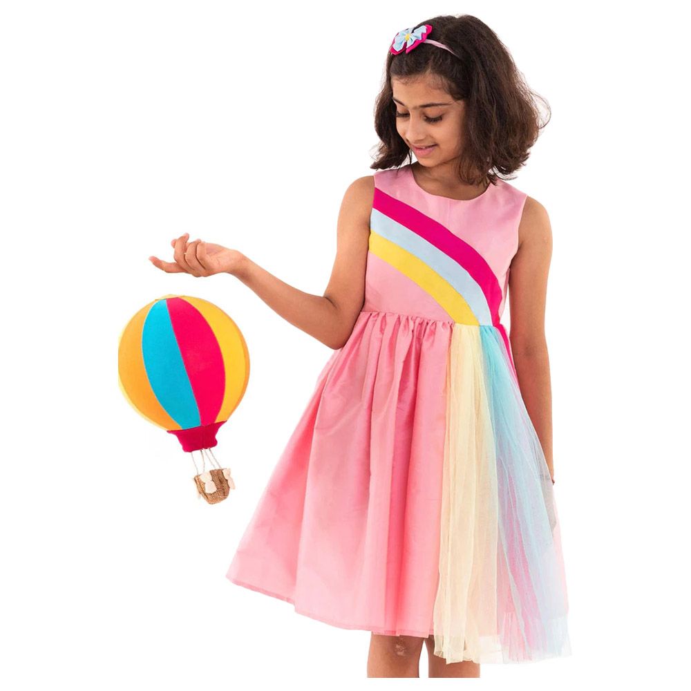 A Little Fable - Rainbow Fun Dress - Pink