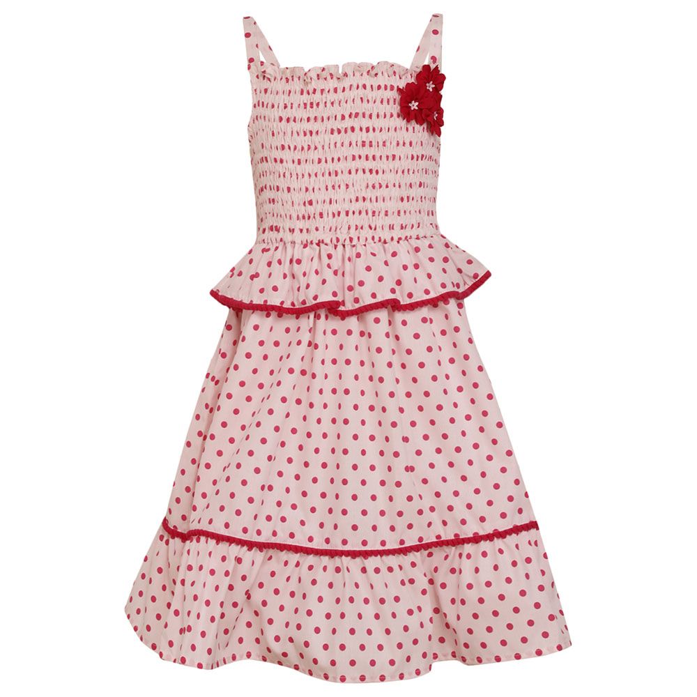 A Little Fable - Polka Smock Dress - White