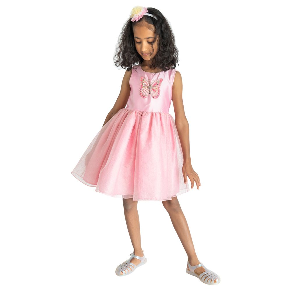 A Little Fable - Tinsel Butterfly Dress - Pink