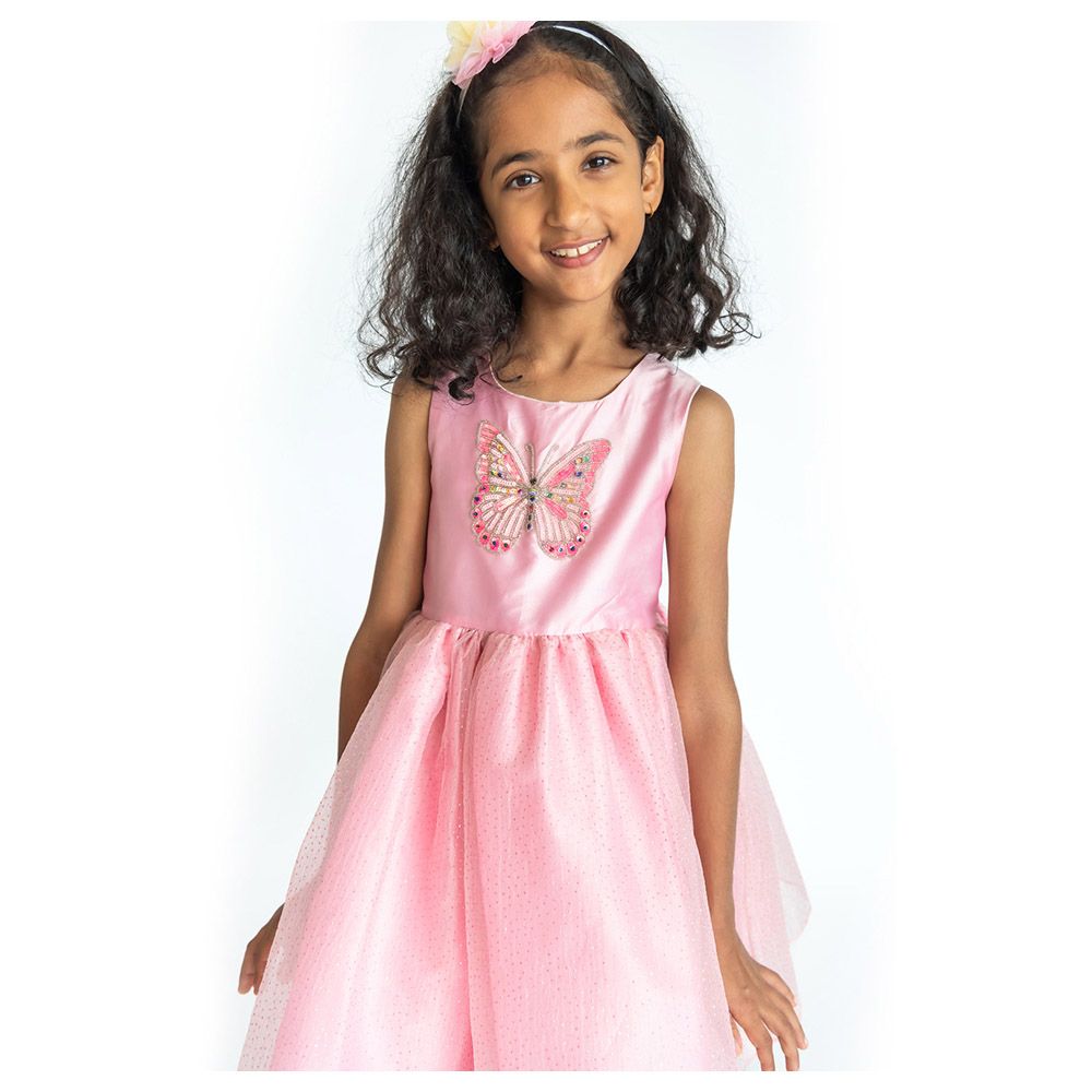 A Little Fable - Tinsel Butterfly Dress - Pink