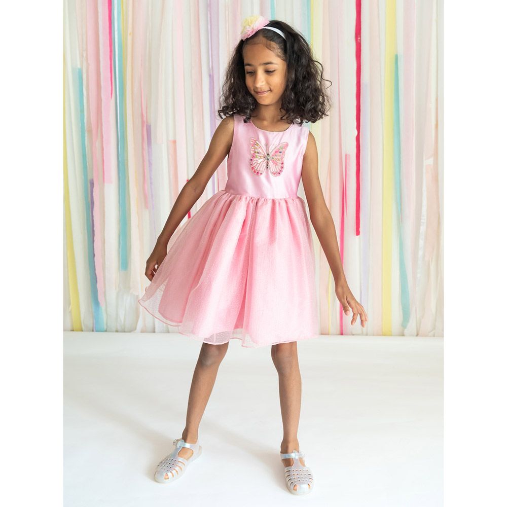 A Little Fable - Tinsel Butterfly Dress - Pink