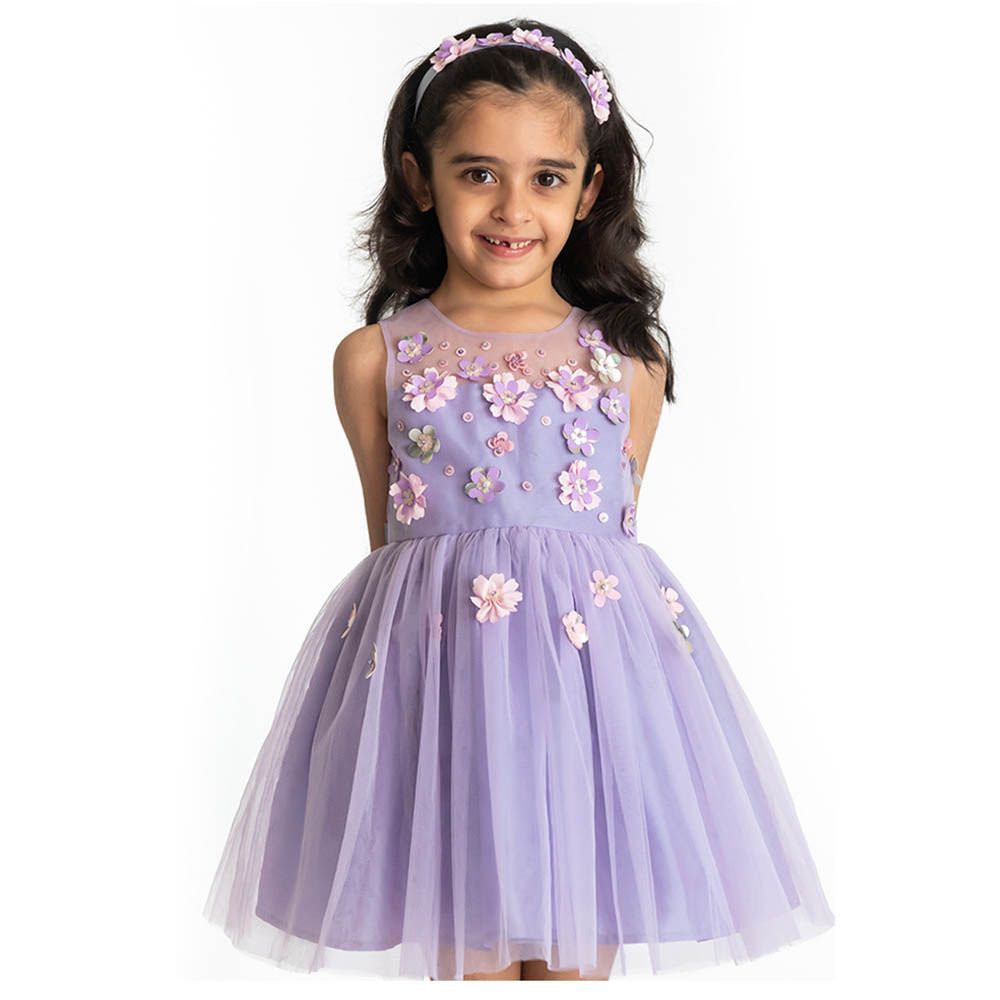 A Little Fable - 3D Flower Dress - Lavender