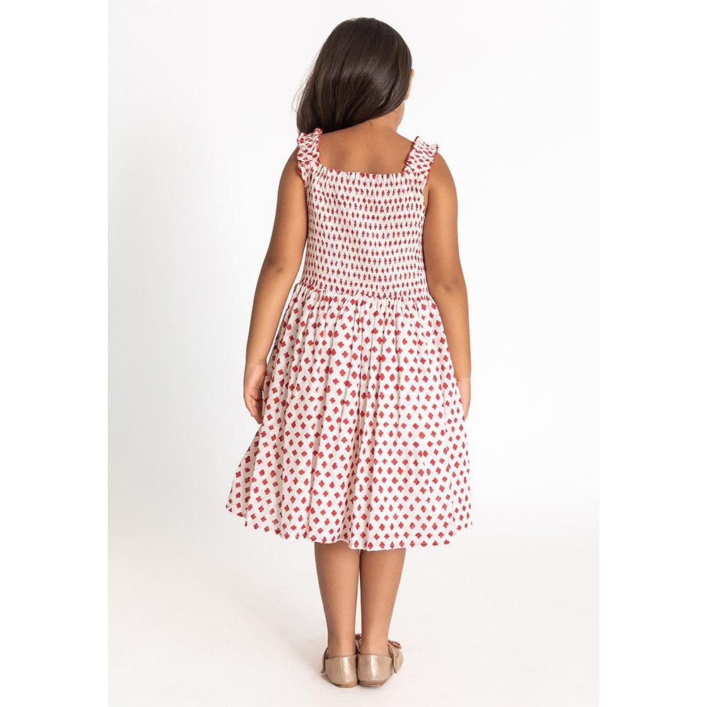 A Little Fable - Smock Dress - Red And White