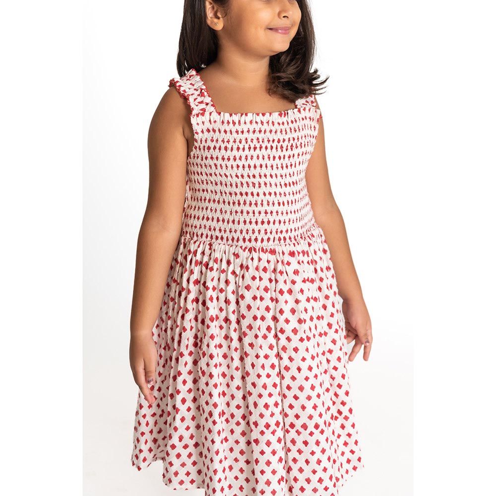 A Little Fable - Smock Dress - Red And White