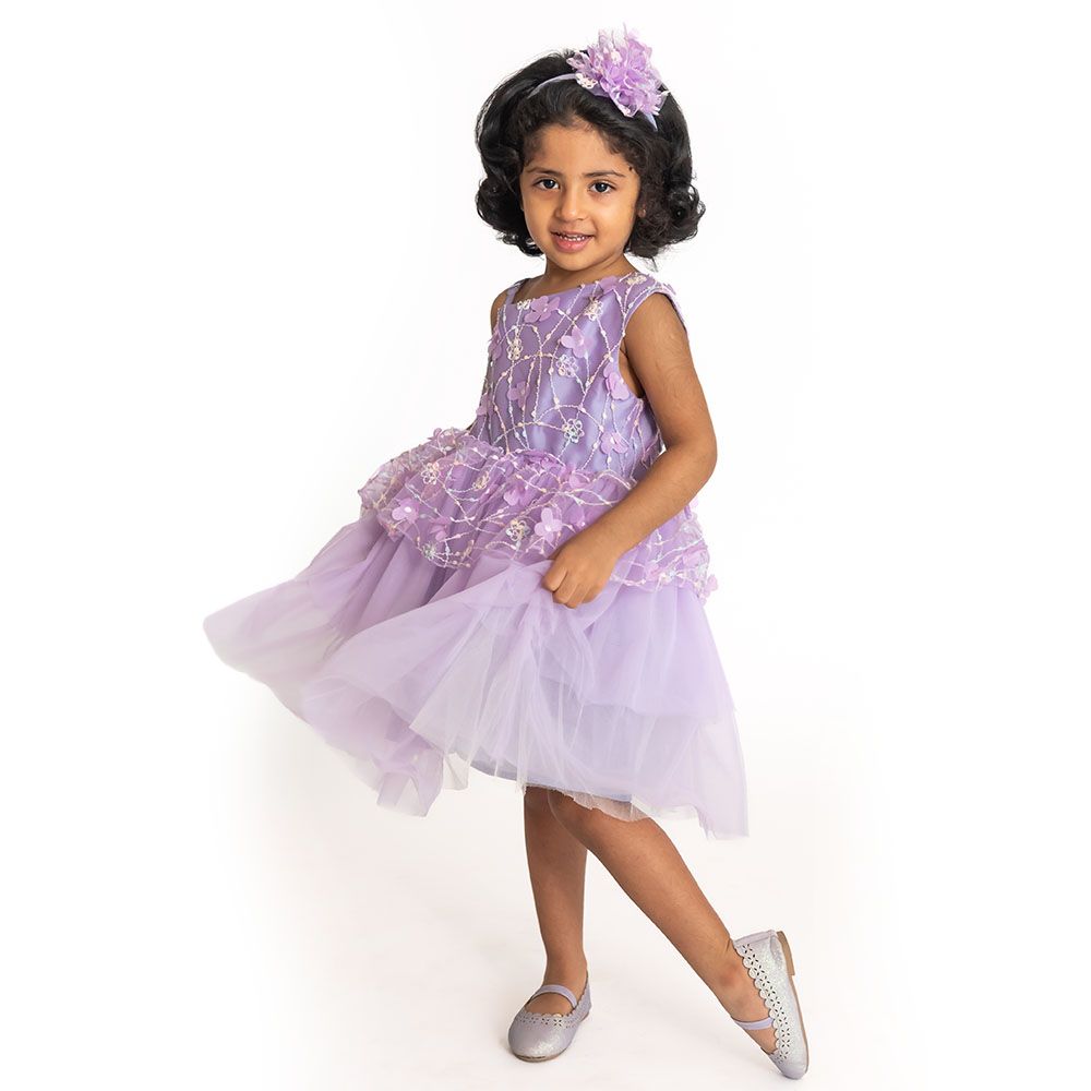 A Little Fable - Off Shoulder Gardenia Dress - Lavender