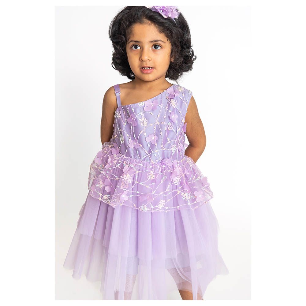 A Little Fable - Off Shoulder Gardenia Dress - Lavender