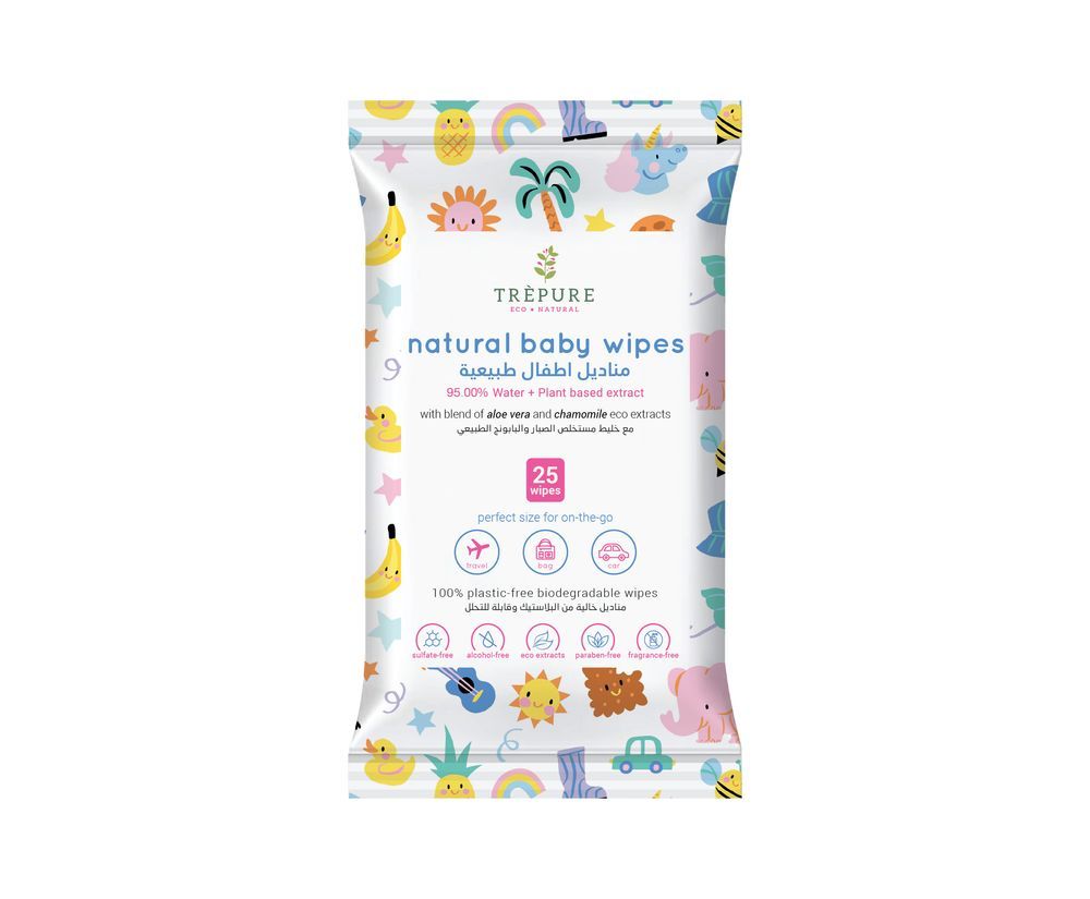 TREPURE - Natural Baby Wipes - Pack of 1 - 25 Pcs