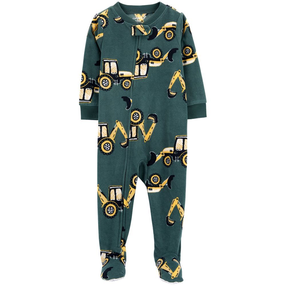 Carters - Construction Fleece Footie Sleepsuit - Green