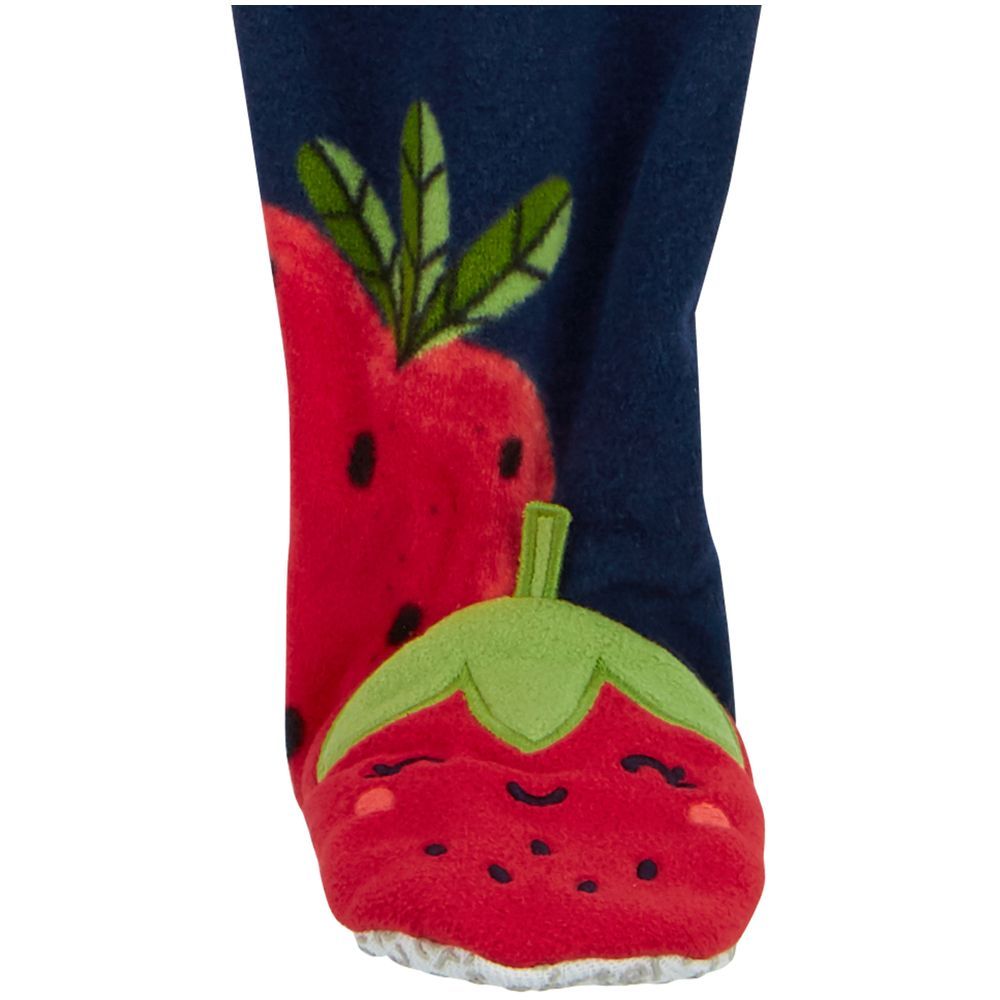 Carters - Strawberry Fleece Footie Sleepsuit - Navy Blue