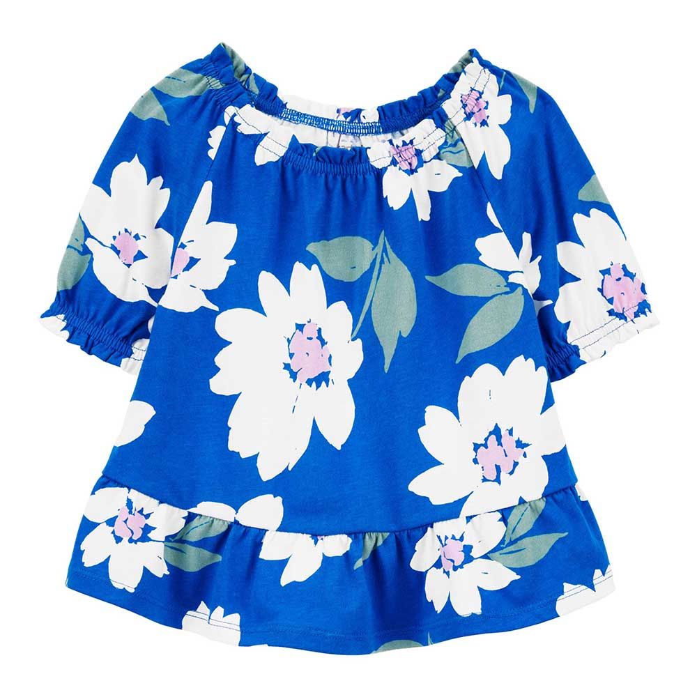 Carters - Girls Floral Smocked Top - Blue