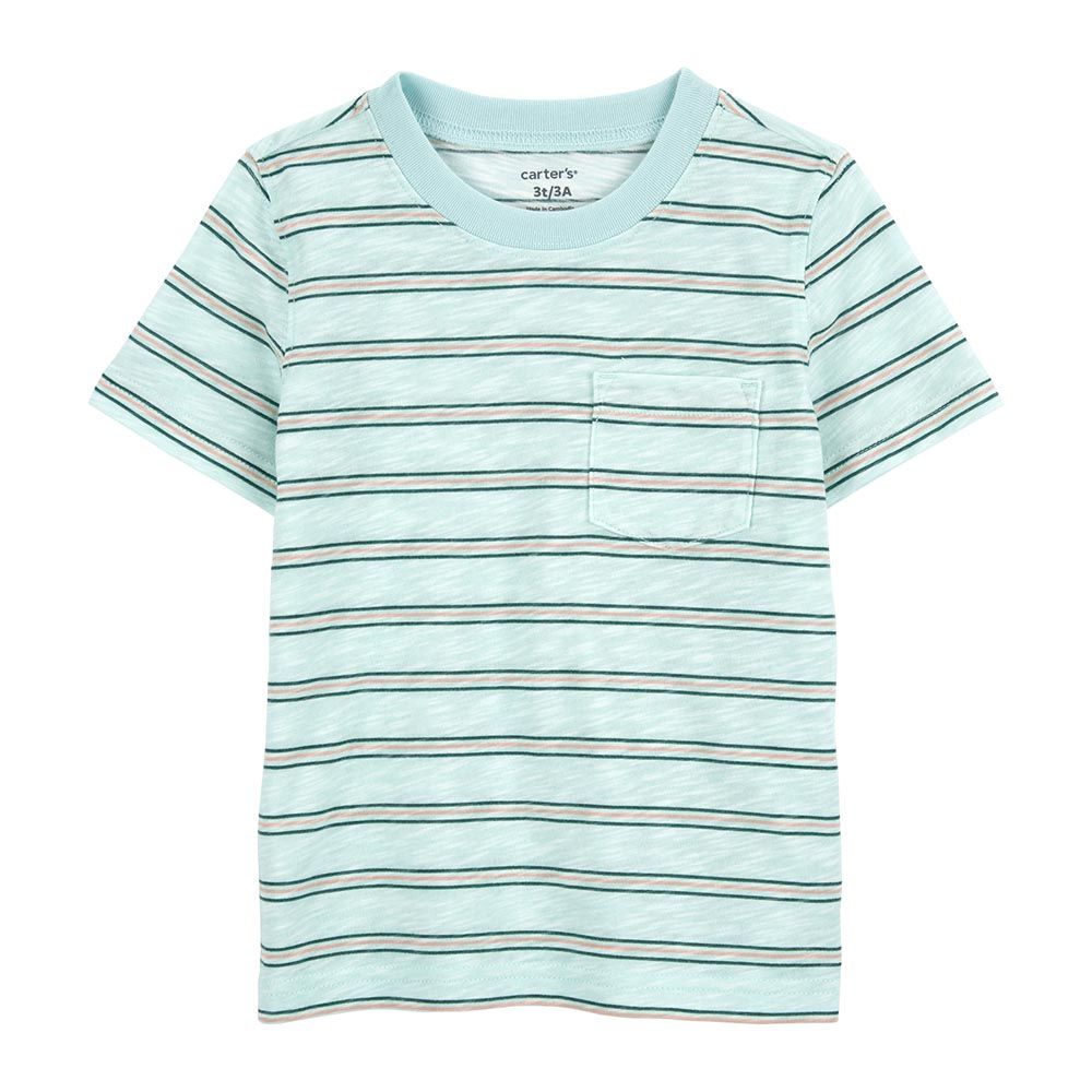 Carters - Boys Striped Pocket Tee - Light Blue