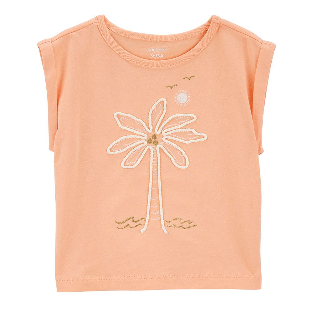 Carters - Toddler Palm Tree Knit Tee - Coral