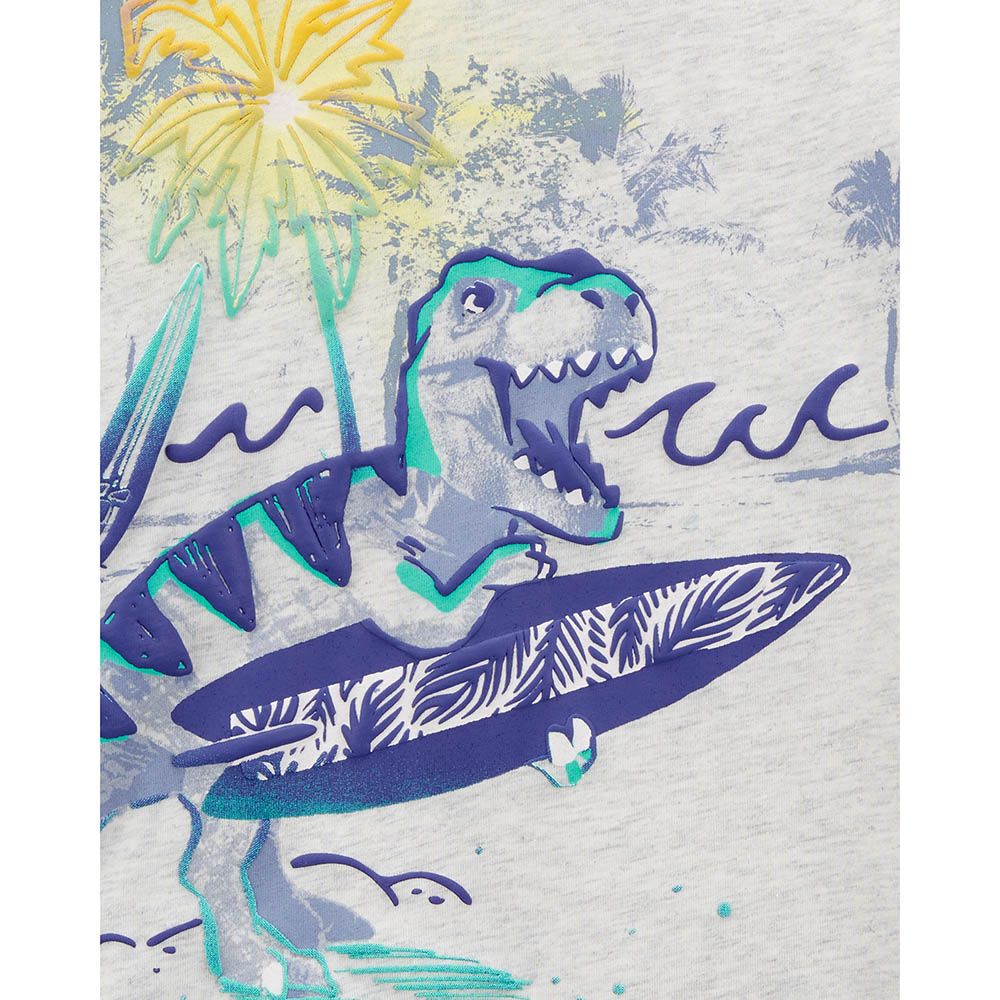 Carters - Toddlers Dinosaur Surfing Jersey Tee - Grey