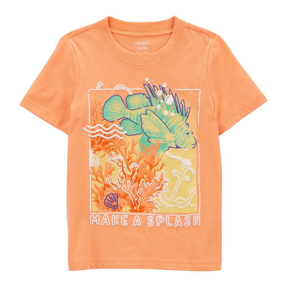 Carters - Toddlers Fish Jersey Tee - Orange