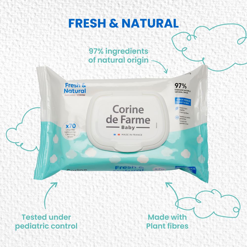 Corine De Farme - Baby Fresh & Natural Wipes - 70pcs