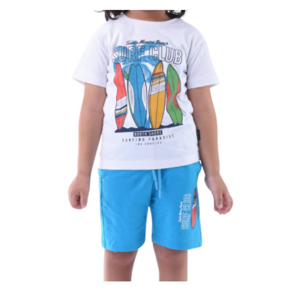 Victor and Jane - 2pc-Set - Boy's Cotton T-Shirt and Shorts - Blue