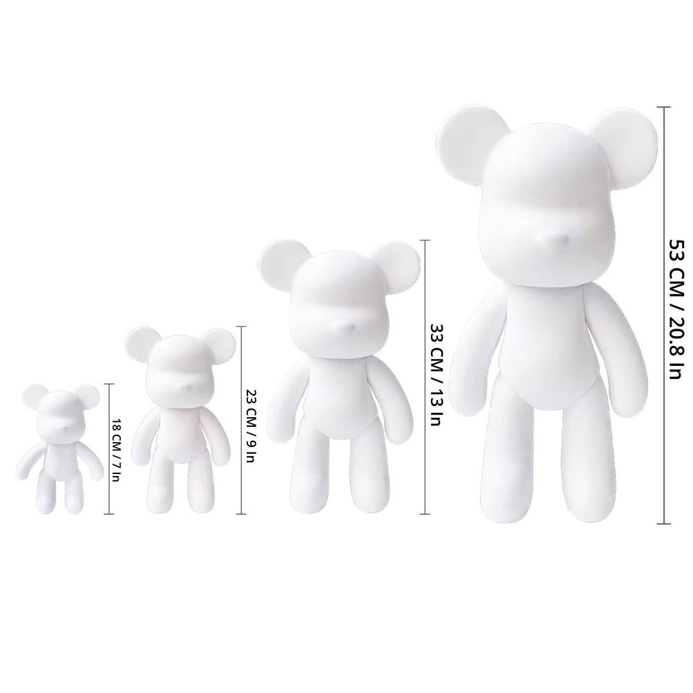 Dubai Drip Art - Mega Pouring Paint Bear Figure XXL - 53cm - White, Light-Pink, Silver, Light-Blue, Dark-Purple, Gold