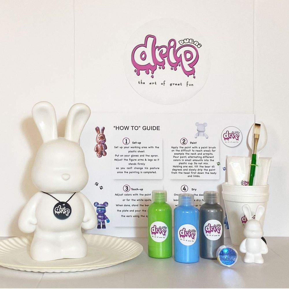 Dubai Drip Art - DIY Bunny Acrylic Fluid Pouring Paint Kit - 23 cm