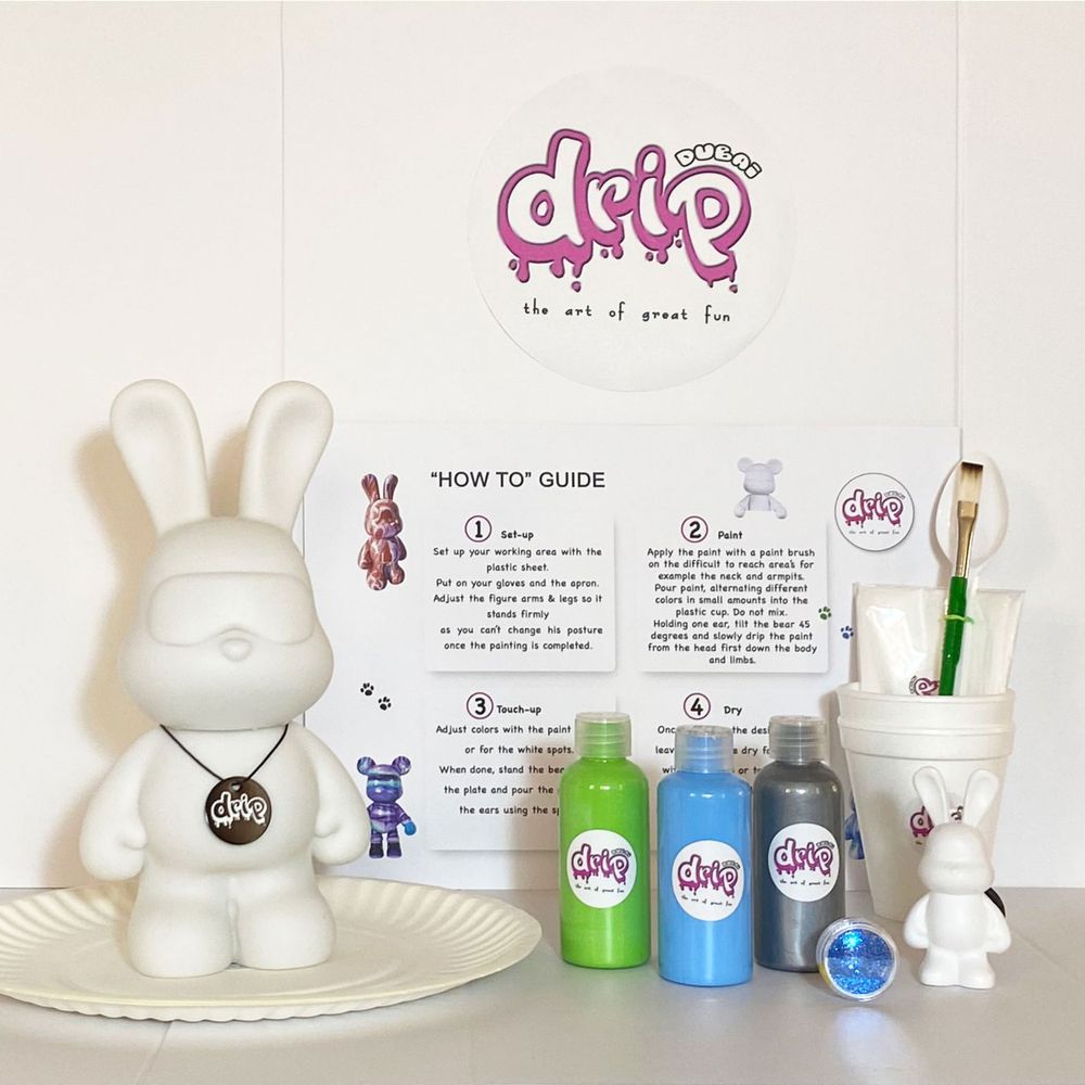 Dubai Drip Art - DIY Cool Bunny Acrylic Fluid Pouring Paint Kit - 23 cm