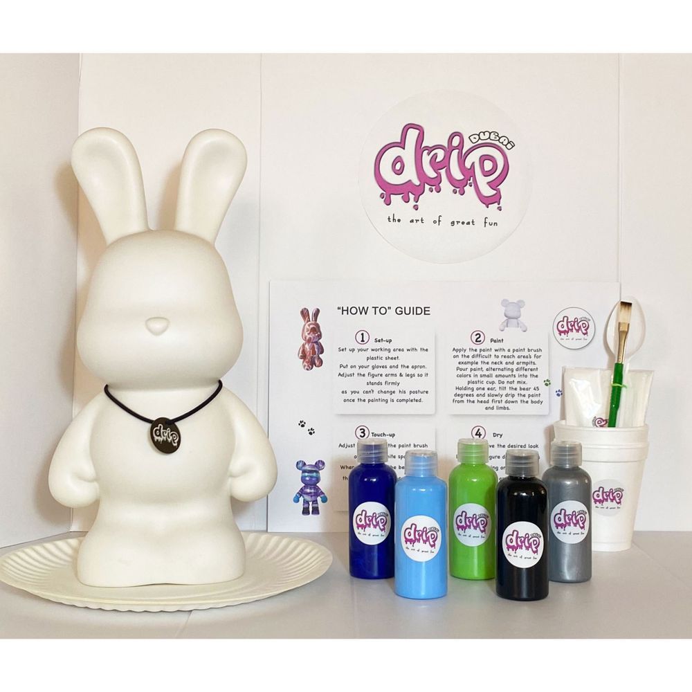 Dubai Drip Art - DIY Bunny Acrylic Fluid Pouring Paint Kit - 33 cm