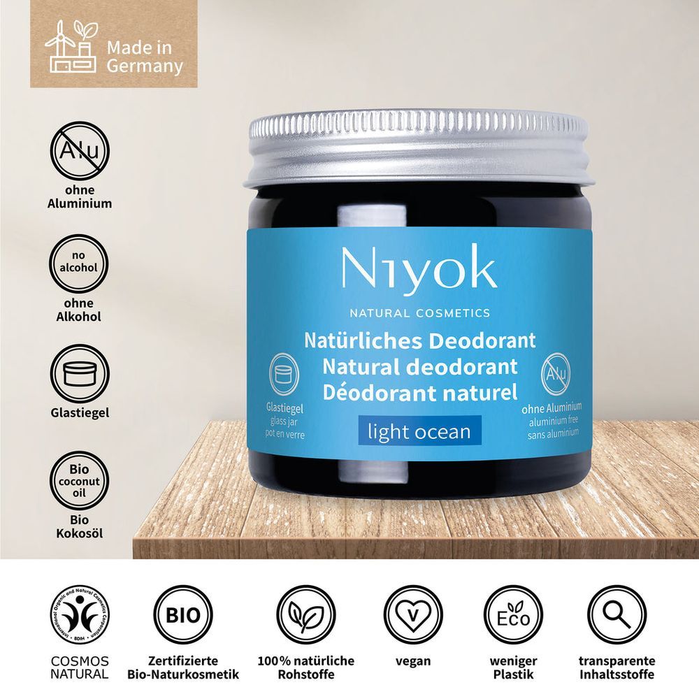 Niyok - 2-In-1 Natural Deodorant Cream - Light Ocean - 40 ml