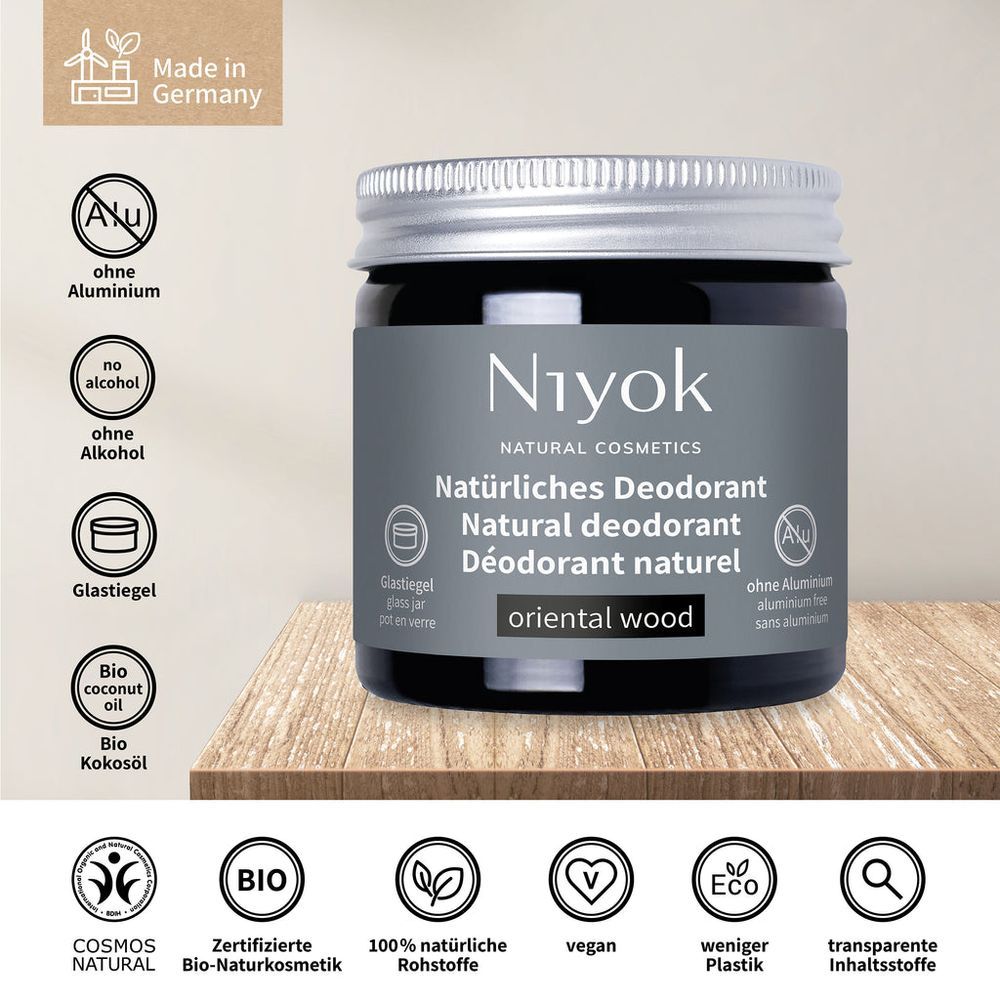 Niyok - 2-In-1 Natural Deodorant Cream - Oriental Wood - 40 ml