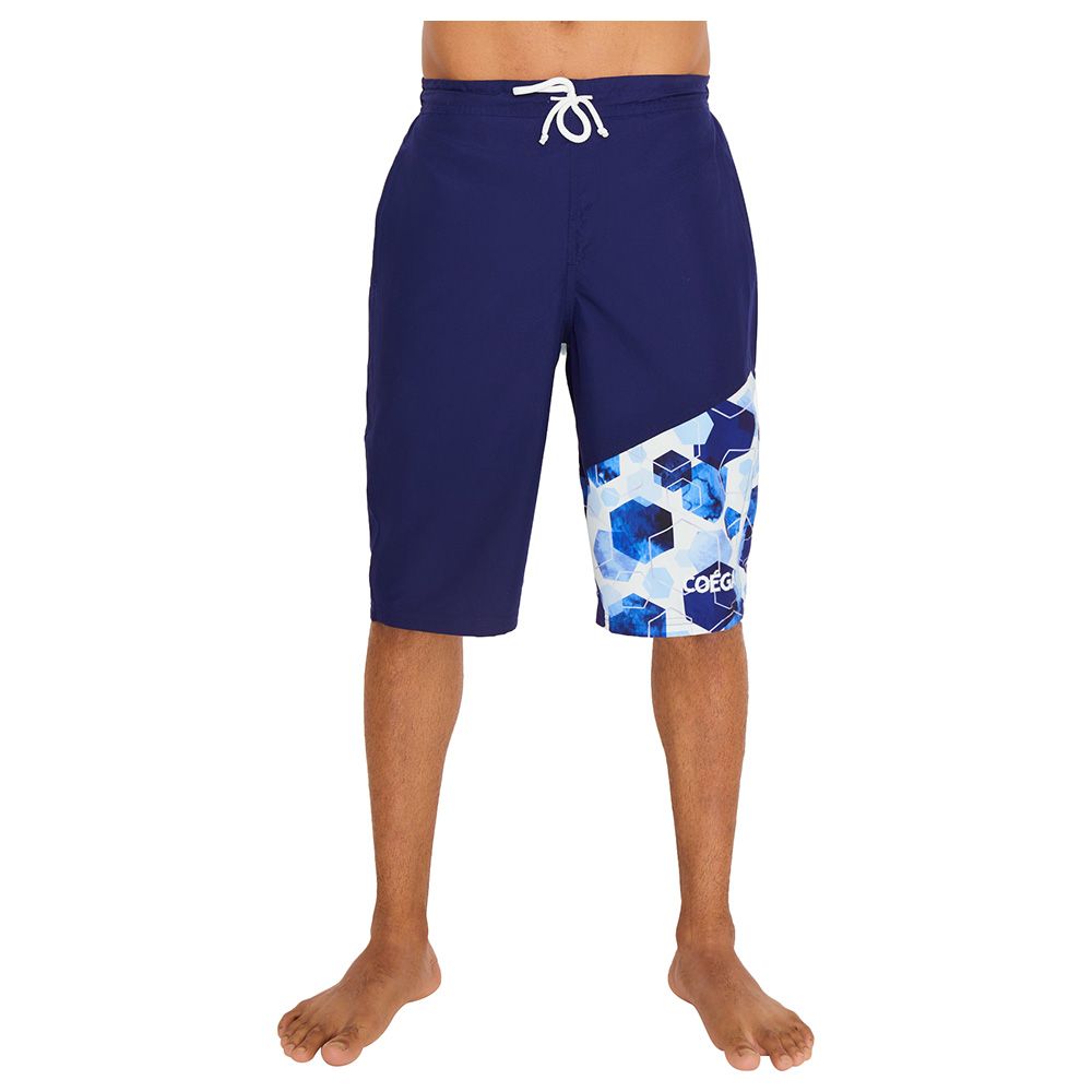 Coega Sunwear - Men's Swim Capris - Navy Watercolor Hexagons